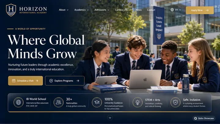 International school website preview